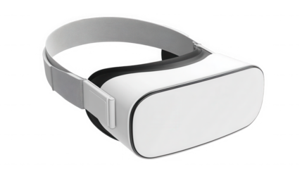Sleek white virtual reality headset for immersive gaming on transparent background