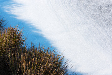 Fresh snow on the lake ice