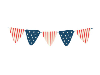 Obraz premium Independence Day Hand Drawn Flag Garland Clipart