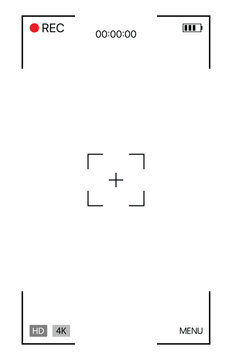 Smartphone camera portrait frame. Video recording screen viewfinder overlay, Clean transparent vector illustration