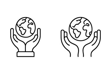  Hands Holding Globe Icon Set &ndash; Symbols of Global Care, Unity, and Environmental Stewardship