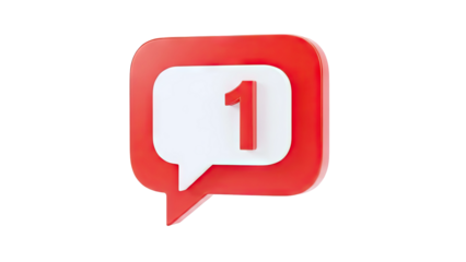 Red and white notification bubble with number 1