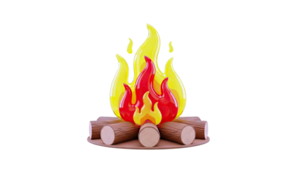 Stylized Bonfire with Logs and Flames
