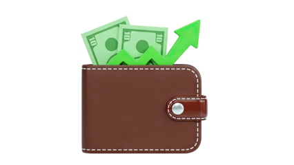 Wallet with Growing Money and Upward Arrow