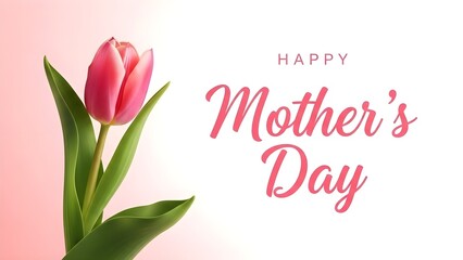 Happy mother's day greeting card with pink tulip