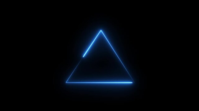 Glowing triangle frame loading animation. Neon abstract geometric shape looping animation. triangle frame icon on a black background