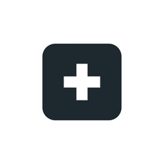 Fototapeta premium A simple black and white icon depicting a plus sign in the center of a rounded square