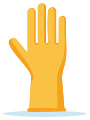 Obraz premium Cartoon yellow glove illustrated with outstretched fingers on a simple background