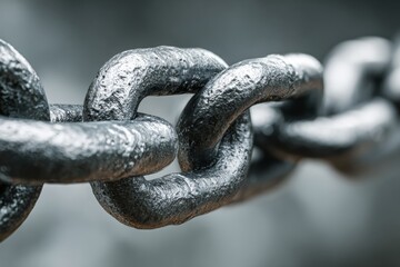 Fototapeta premium Close up View of Linked Metal Chains in an Industrial Setting Showing Texture and Detail