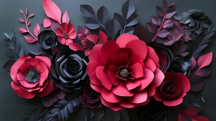 Elegant dark paper flowers, Stylish dark paper flowers with intricate designs