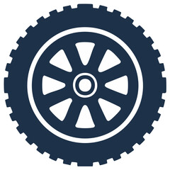 Vehicle Wheel Vector Illustration with Tire Tread and Eight Spokes Graphic Style isolated on White