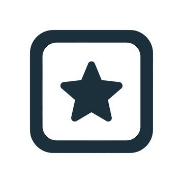A dark blue star icon in a rounded square frame on a white background