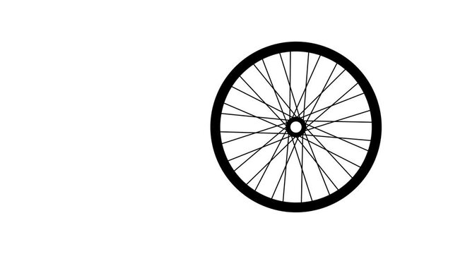 Bicycle wheel spins isolated on white background. Bike race. Extreme sport. Sport equipment. Animated Bicycle Wheel Spin. sport, travel, and transportation concepts. 4k video.