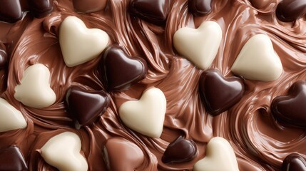 Fototapeta premium Chocolate Hearts Background for Valentine’s Day