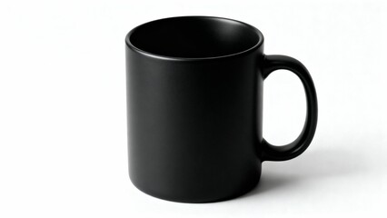 A Simple Black Mug With A Handle Isolated On A White Background Studio Shot