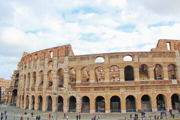 Fototapeta premium Ancient Roman Amphitheater Ruins, Rome Italy