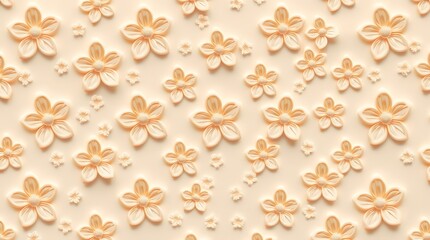 peach 3d embossed floral pattern background wallpaper