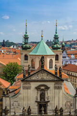 Obraz premium Orthodox Church with Green Domes in Prague, Czech Republic