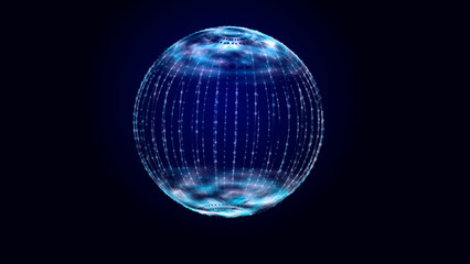 Obraz premium Digital Planet. Background Particle Flow. Data Visualization. 3D.