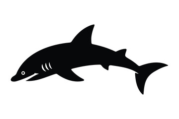 Fototapeta premium Shark Silhouette Vector Isolated on White Background