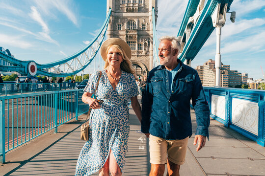Happy senior couple spending time together in London city