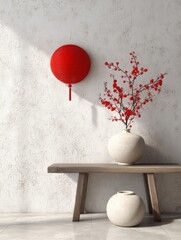 Chinese New Year interior with lantern