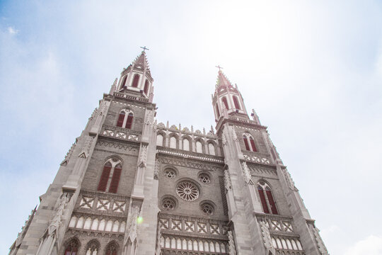 Hongjialou Church Twin Spires in Jinan, China - Historic Gothic Architecture