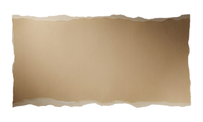 Torn Edge Kraft Paper Banner on Transparent Background with Realistic Shadows