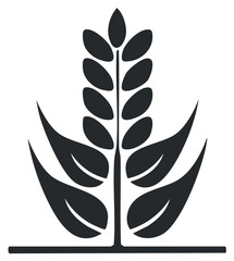 Naklejka premium Stylized Wheat Stalk with Leaves Emblem