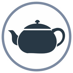 Obraz premium Simple Silhouette of a Dark Blue Teapot Inside a Circle