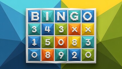 Colorful bingo card with numbers