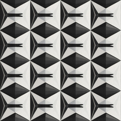 Seamless geometric pattern with interlocking shapes and op-art influence