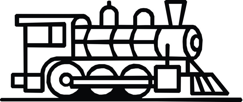 train icon doodle hand drawn. Outline line drawing clipart symbol.