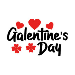 Galentine's Day valentine typography text on plain white transparent isolated background for card, shirt, hoodie, sweatshirt, apparel, tag, mug, icon, poster or badge