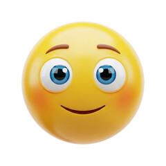 Fototapeta premium Smiling yellow cartoon face with wide eyes and blushing cheeks, displaying a happy expression on transparent background. on transparent background