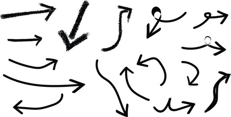 Collection of hand drawn arrows pointing in various directions