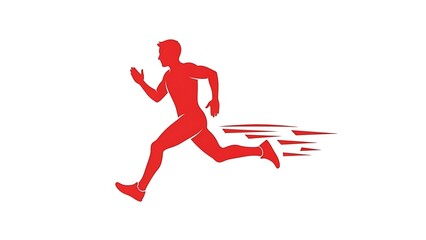 Man running quickly with motion blur effect in red silhouette