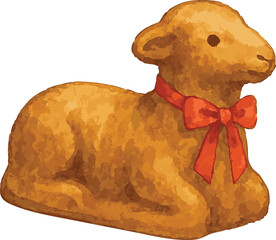 Vector watercolor illustration of easter lamb cake © Mantella