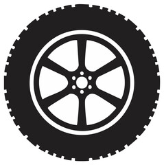 Fototapeta premium Black and white vector tire wheel illustration