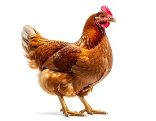 Fototapeta premium Domestic hen chickens full body isolated on white background high resolution image