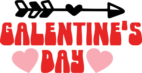 Galentine's Day valentine typography text on plain white transparent isolated background for card, shirt, hoodie, sweatshirt, apparel, tag, mug, icon, poster or badge