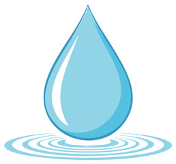 Clean Blue Water Drop Splashing Creating Ripples on Surface