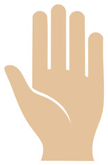Obraz premium Human hand icon with an open palm in a flat design style, symbolizing a stop or high five gesture.