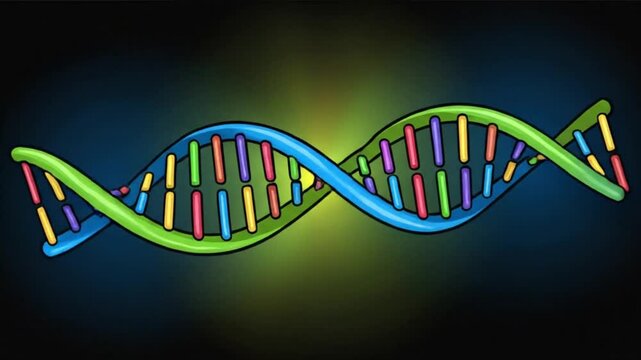 Rotating Cartoon DNA Double Helix Science Background