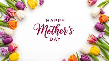 Happy mother's day wishes with colorful tulips and love