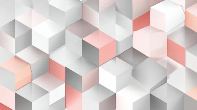 Modern 3D geometric pattern with peach and gray cubes