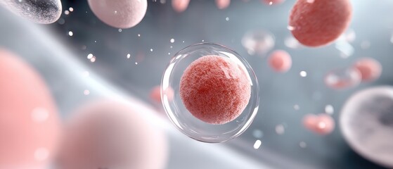 Colorful glass circles fall and float in a red background, showcasing a sale for a salon in a digital design setting