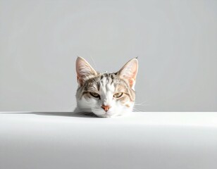 Cat looking over a table 