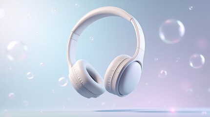headphones on blue background
