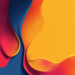 Abstract colorful flowing shapes create a vibrant and dynamic composition, evoking a sense of fluidity and movement